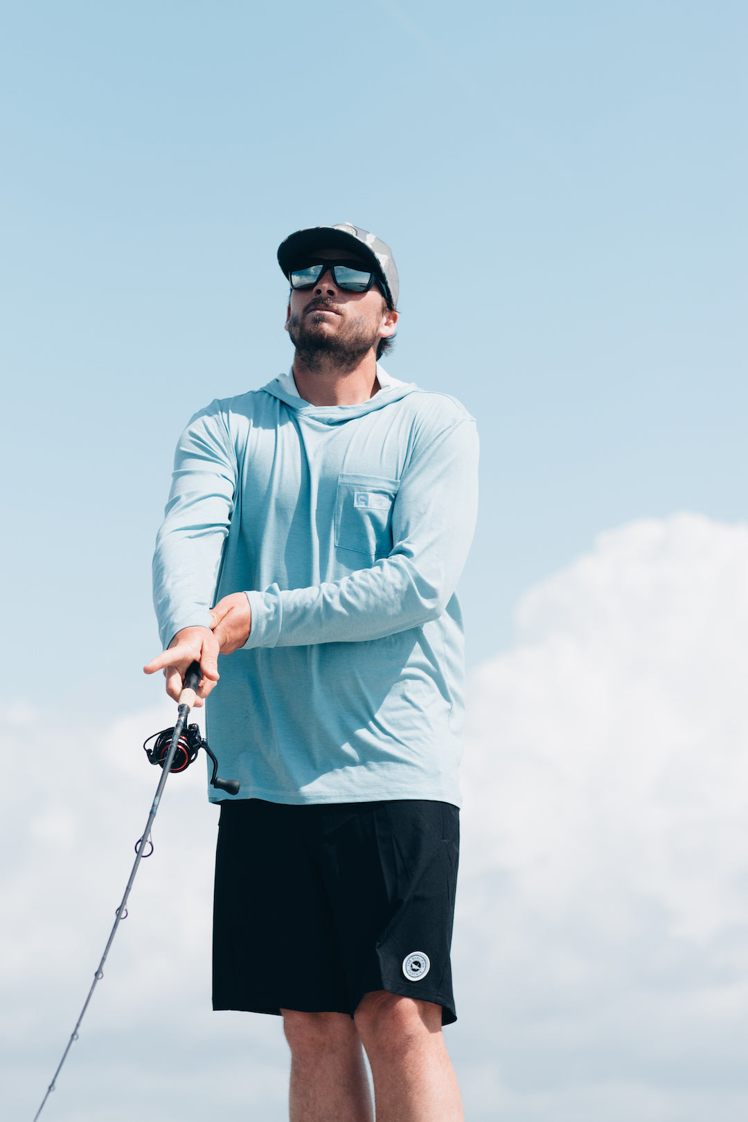 premium uv performance fishing long sleeve shirt hood hoodie hooded spf50 boating