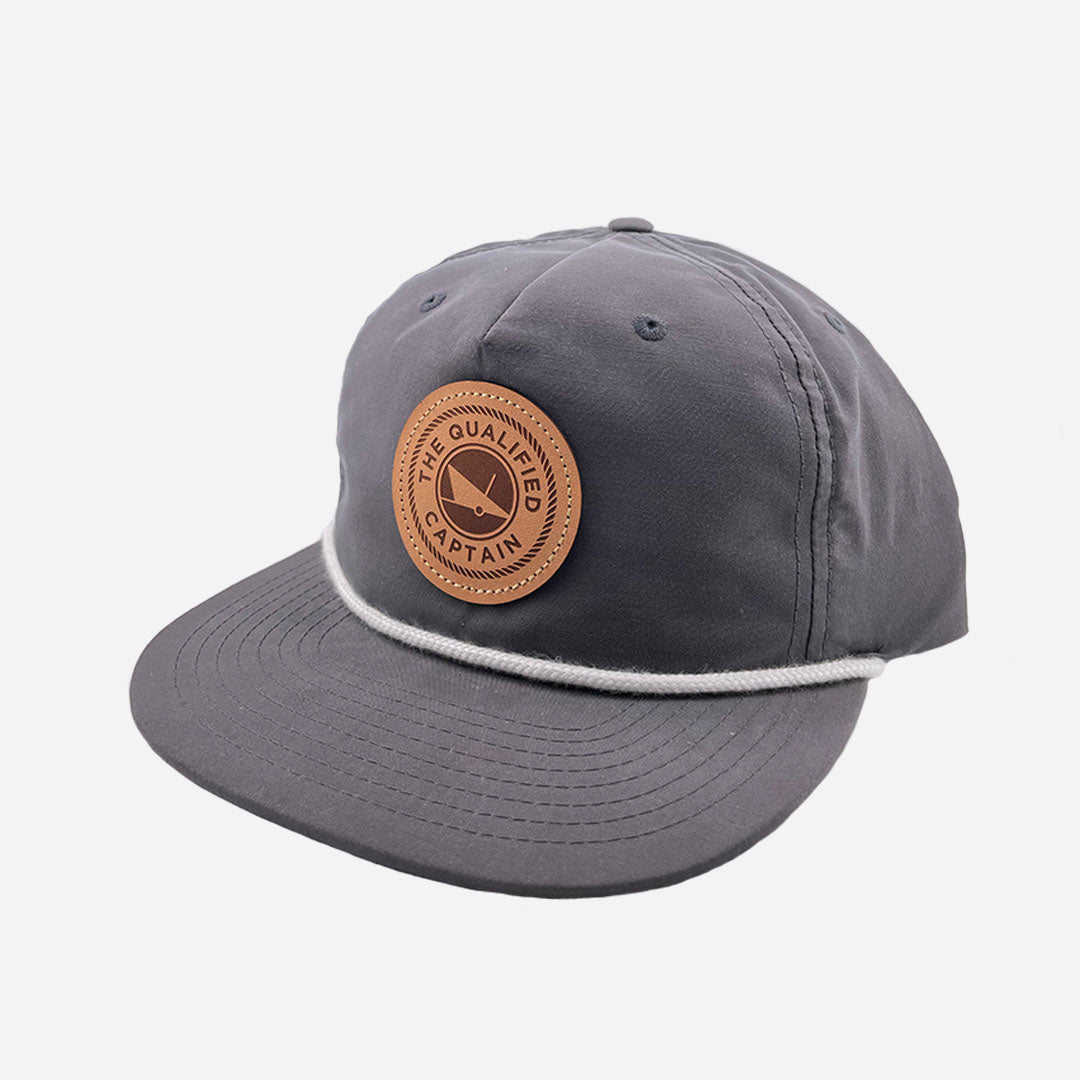 Grandpa Golf Hat | The Qualified Captain | Leather Patch Hats Charcoal/White / O/S