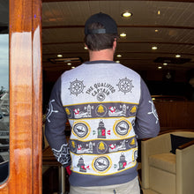 Load image into Gallery viewer, Christmas sweater, nautical christmas, santa, captain sweater, christmas bells, ship wheel, qualified captain christmas, black friday, mens sweater, mens christmas sweater, ugly christmas sweater
