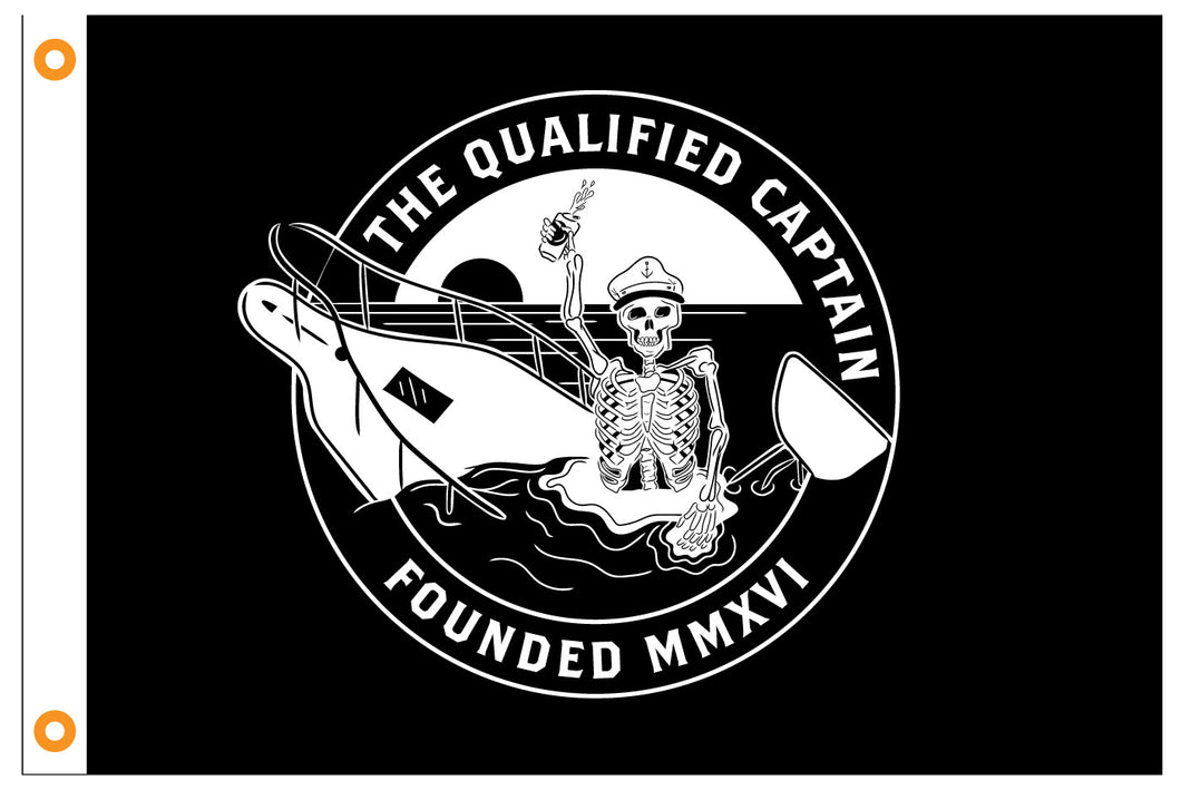 qualified captain skeleton flag boat flags