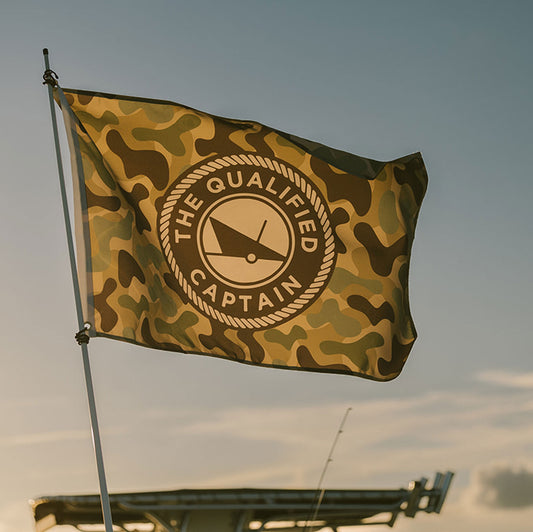 the qualified captain camo flag duck boat flags